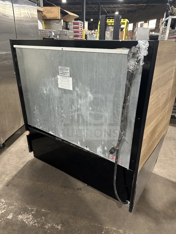 Federal Industries refrigerated merchandiser, Model LPRSS4, wooden pattern body, stainless steel shelves, 120V, 1 Phase.