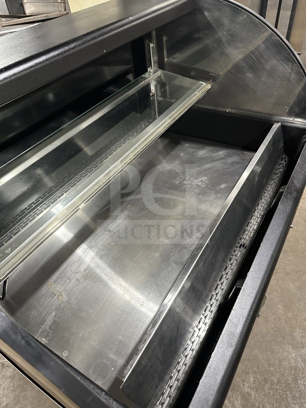 Federal Industries LPRSS4 refrigerated merchandiser with stainless steel shelves, wooden pattern body, 120V, 1 phase, SN: 11120668644.