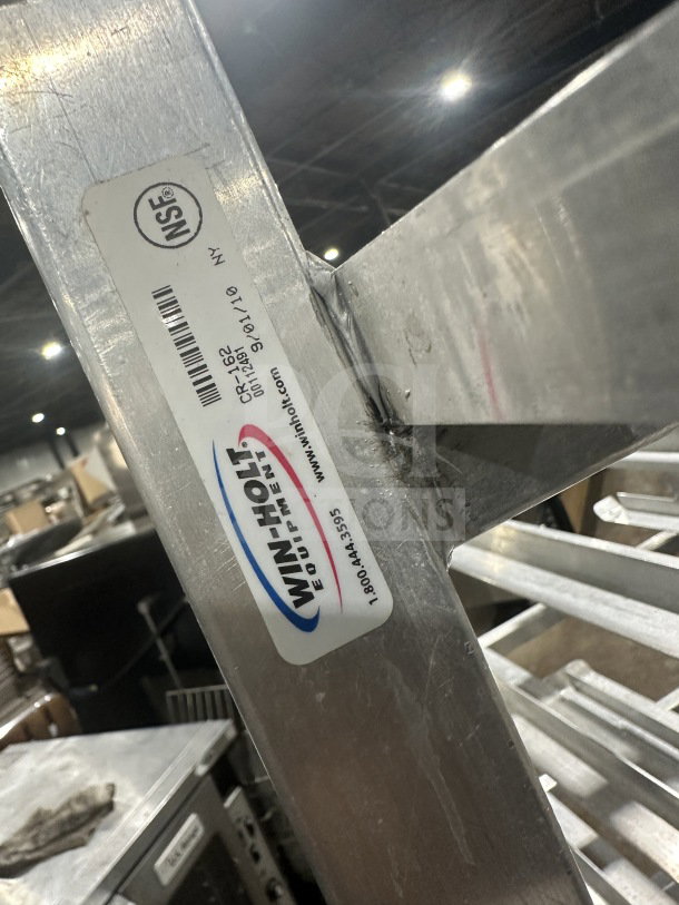 WinHolt Commercial Stainless Steel Can Storage Rack, Model CR162. NSF certified, features visible label and sturdy build.