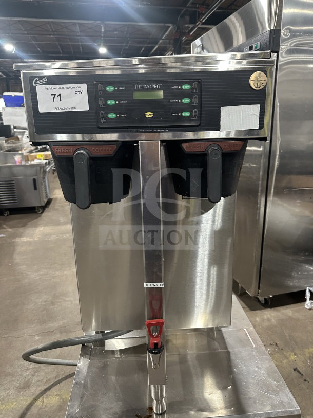 Curtis ThermoPro Series TP2T16A3100 twin coffee brewer, stainless steel, digital control, hot water dispenser, 220V, 3 phase.