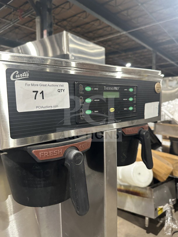 Curtis ThermoPro Series Twin Coffee Brewer, Model TP2T16A3100, stainless steel, digital controls, includes brew baskets.