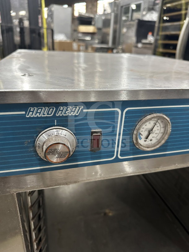 Alto-Shaam Halo Heat 750-S stainless steel low-temp heated holding cabinet, with temperature dials and model label.