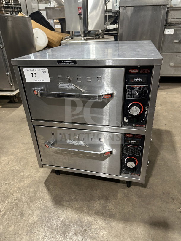 Hatco HDW2W Commercial 2-Drawer Warmer, Stainless Steel, Electric, SN: 8167612116, 120V, On Legs, Excellent Condition.