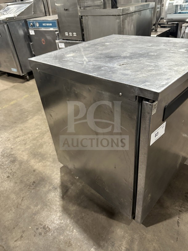 Delfield Enodis 406-STAR2 stainless steel undercounter refrigerator; single door, poly-coated rack, on casters, 115V.