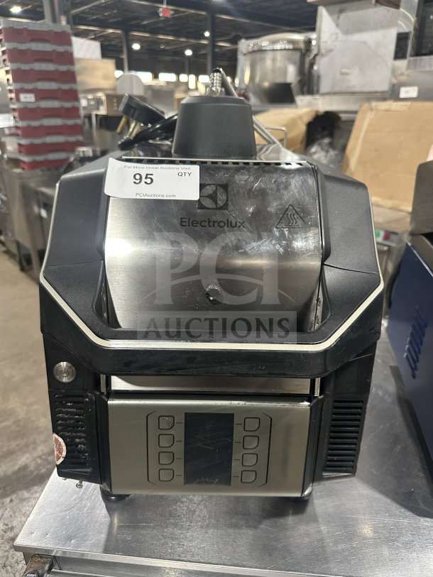Electrolux HSPP2RPRS commercial stainless steel infrared flat press with digital controls, on legs, model SN: 81210010.