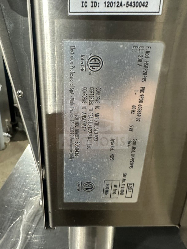 Electrolux Commercial Infrared Flat Press, Model HSPP2RPRS, stainless steel, digital controls, 208V, on legs.