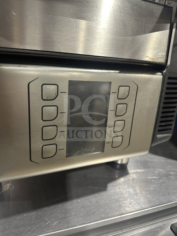 Electrolux stainless steel countertop infrared flat press with digital controls, model HSPP2RPRS, 208V, 1 phase on legs.