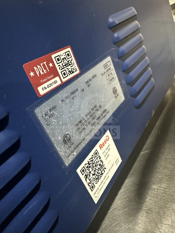 Electrolux HSPPA1 commercial stainless steel panini press, model 2016, with asset and QR code tags visible.
