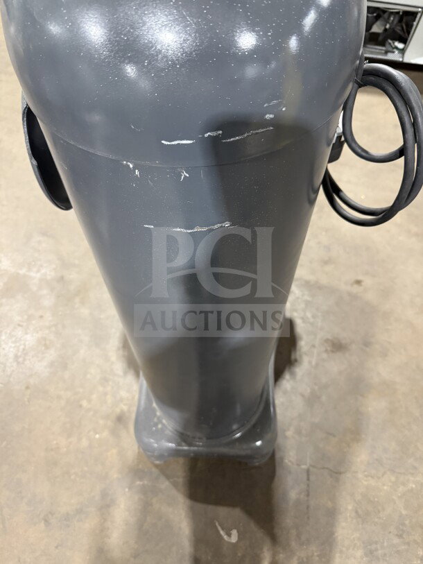Hobart H600T 60 Qt. Charcoal Gray Electric Dough Mixer with bowl and hook, 220V, 3 Phase, visible wear marks.