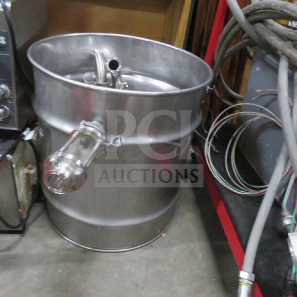 One 3 Vessel Brew House with Heat Exchanger, 253 Gallon, stainless steel, includes connectors and fittings, in used condition.