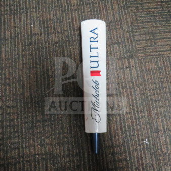 Michelob Ultra tap handle, white with logo, used condition, vertical text design.