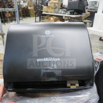 One NEW En Motion Hands Free Automatic Paper Towel Dispenser, Model 59488A, black, logo and sensor icon visible on front.