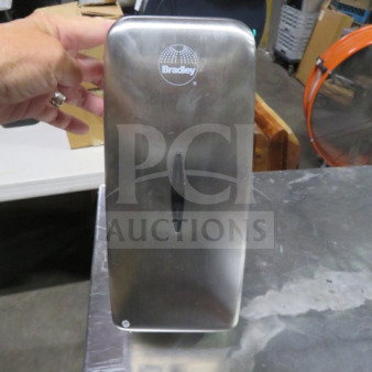 Bradley stainless steel hands-free sensor soap dispenser, model 6A00-110000, new condition, $259.60, logo visible.