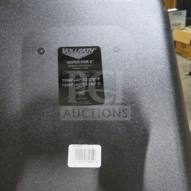 NEW Vollrath 9004420 Full Size 4" Deep Black Hi Heat Super Pan with visible label and bar code.