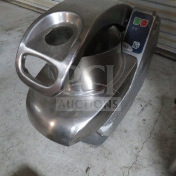 Electrolux vegetable slicer TRS-24NU, stainless steel, 120V, features control panel. Excellent condition, model tag visible.