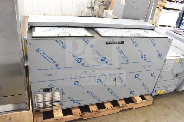 Brand new 2025 Perlick BC60RT-3 commercial bottle cooler, scratch and dent condition, 2 sliding lids, 115V, 1 phase.