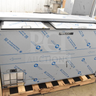 Brand new 2025 Perlick BC60RT-3 commercial bottle cooler, scratch and dent condition, 2 sliding lids, 115V, 1 phase.