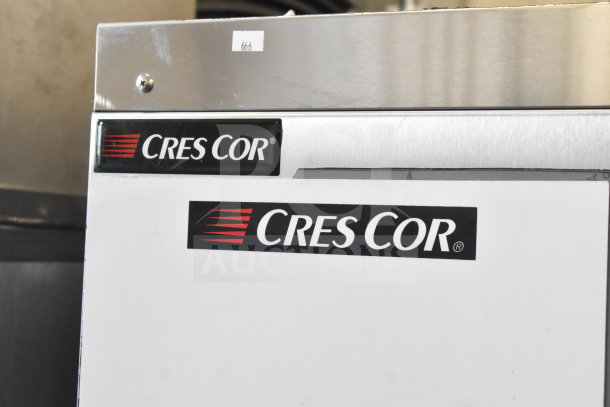 Brand new CresCor EB150XX heated banquet cabinet with scratches and dents, single door, commercial casters, 120V, 1 Phase.