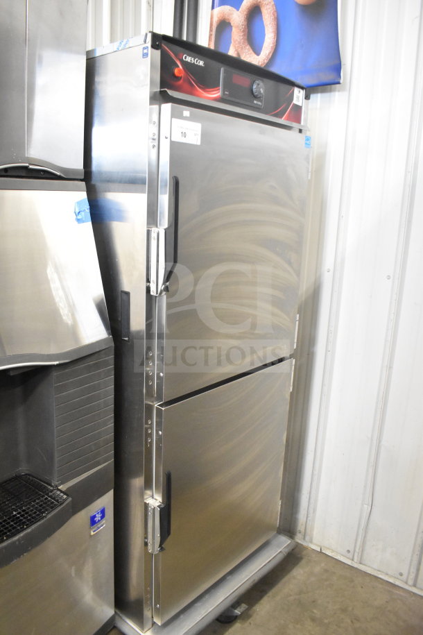 CresCor H137SUA12D full-height insulated mobile heated cabinet, stainless steel, commercial casters, 120V, 1 phase, excellent condition.