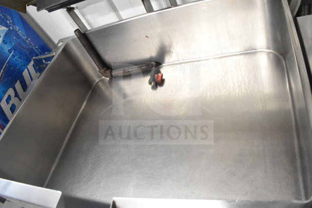 Groen commercial floor braising pan, natural gas powered, 104,000 BTU, stainless steel, used condition.