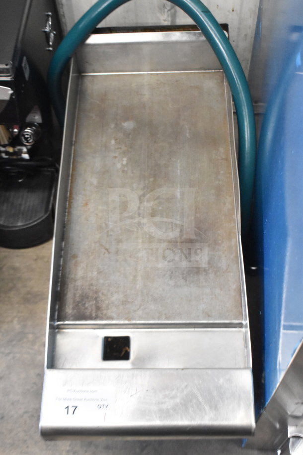 Radiance commercial gas-powered flat top griddle, countertop model, stainless steel, used condition, visible wear.