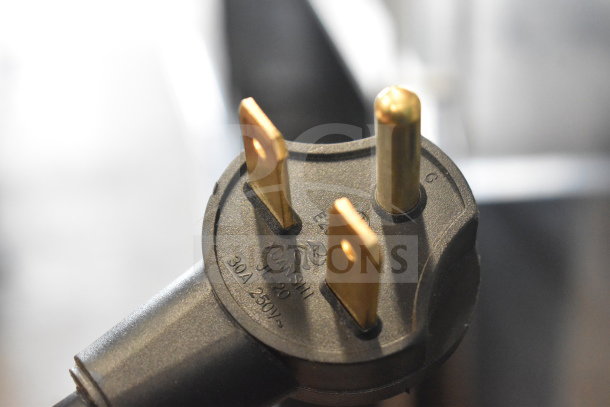 2025 Merrychef eikon e2s countertop microwave convection oven plug, 30A 250V, showing prongs and voltage markings.