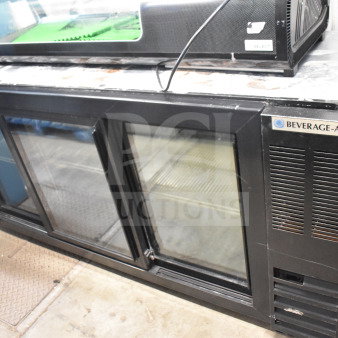 Beverage Air BB72HC-1-GS-B 3-door back bar cooler, glass doors, black exterior, 115V, commercial use.