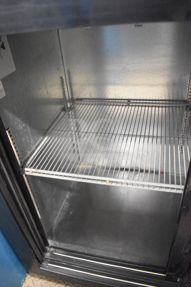 Beverage Air BB72HC-1-GS-B commercial 3-door cooler interiors showing wire shelves; 115 volts, 1 phase.