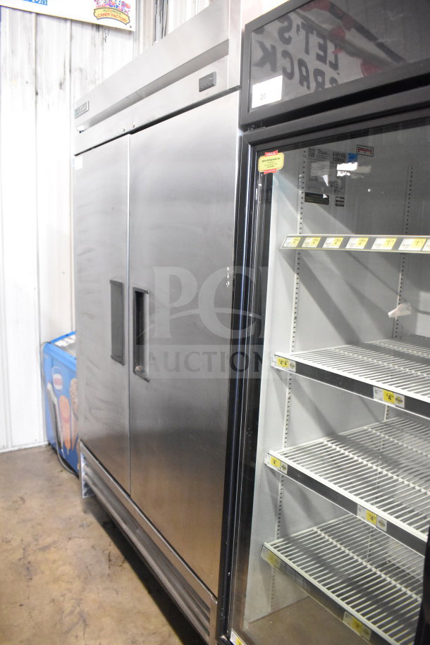 2019 True T-49F-HC 2 Door Commercial Cooler on Casters; 115V, 1 Phase. Tested, working, excellent condition.