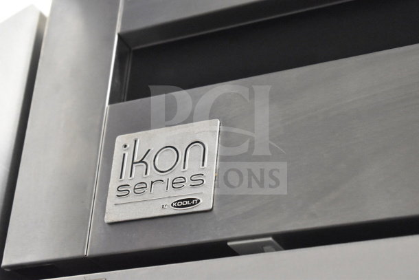 Ikon KB27R Commercial Single Door Cooler with visible label, on casters, 115V, 1 Phase. In good condition.