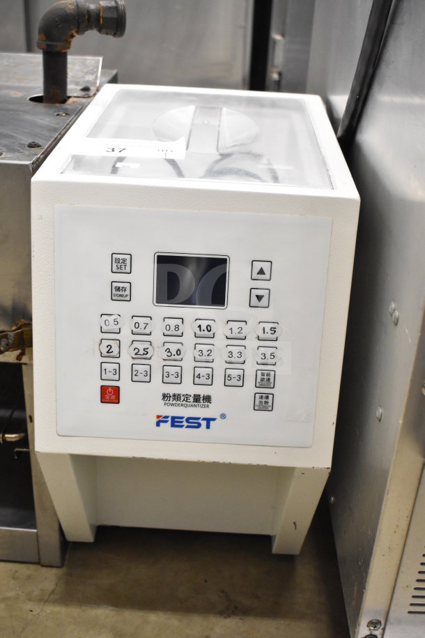 Fest Countertop Powder Dispenser with digital keypad; features measurement buttons and display; good condition.
