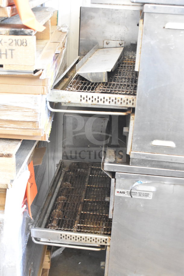 Middleby Marshall PS638G stainless steel conveyor pizza ovens on casters, natural gas powered, 89,000 BTU, tested working.