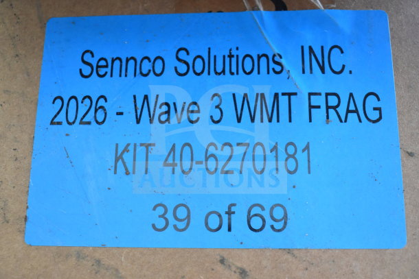 Blue label on Sennco Solutions Wave 3 WMT FRAG Kit, model 40-6270181, 39 of 69, indicating item specifics.