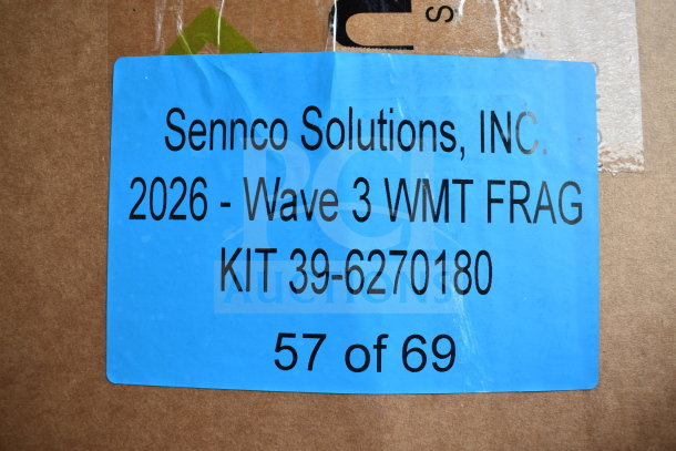 Blue label on brown box for Sennco Solutions Wave 3 WMT FRAG KIT, part 39-6270180, item 57 of 69.