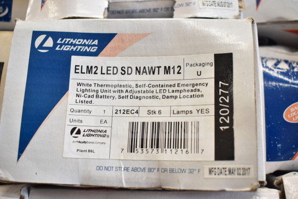 Lithonia Lighting ELM2 LED SD NAWT M12 emergency light, white thermoplastic, self-contained, new condition.