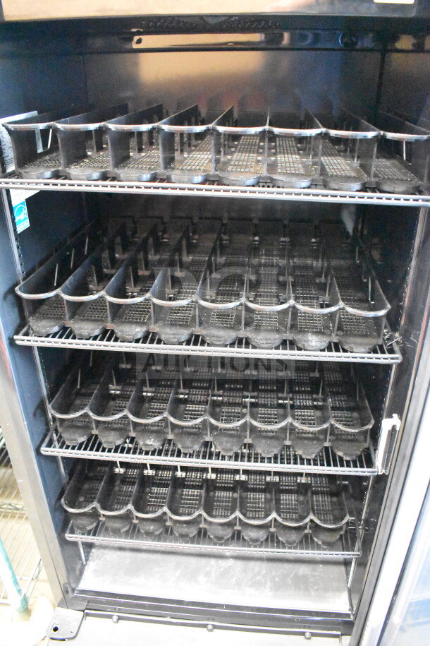 IDW GCG-10-F2334B commercial single door reach-in cooler, black interior, multiple shelves, 110-120V, 1 phase.