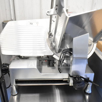 Brand new Avantco 177SL713MAN 13" medium-duty meat slicer. Manual gravity feed, 120V, 1-phase. Minor cosmetic dents.
