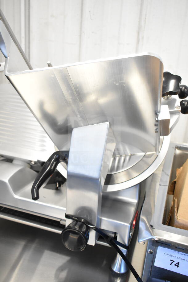 Avantco 177SL713MAN 13" meat slicer, brand new with scratches and dents, manual gravity feed, 120V, 1 phase.