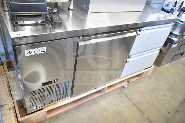 Brand new Avantco 178SSUD2R commercial undercounter refrigerator with 1 door, 2 drawers. 115V, scratch and dent condition.