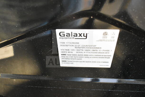 New Galaxy 177ACR22SS 22 Qt. Roaster Oven; 120V, 1450W, single phase; minor scratches; serial #177ACR22SS-050226-0670.