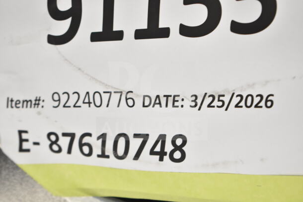 "Label showing item number 92240776 with date 3/25/2026 and code E-87610748."