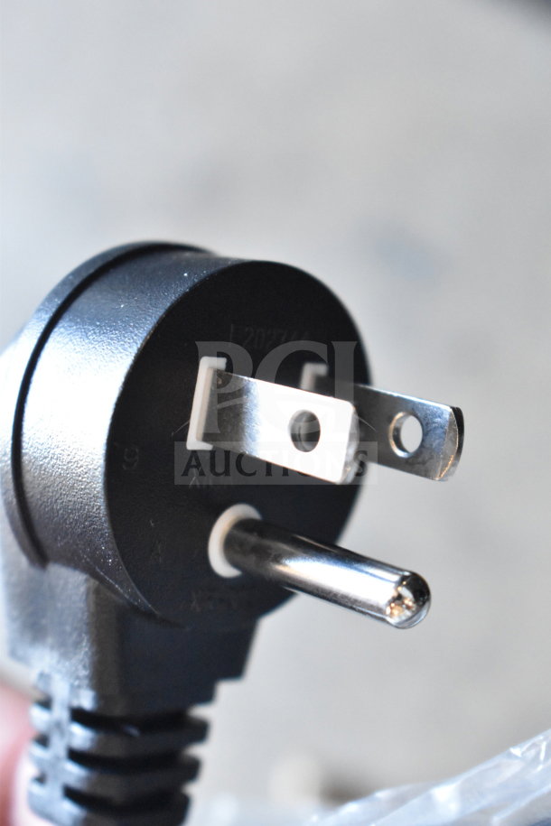 Close-up image of a power plug compatible with the Danby DBC434A1BSSDD beverage refrigerator. Features 120V, 1 Phase.