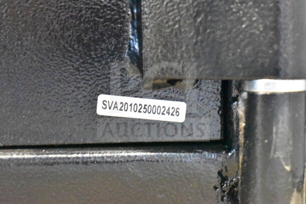 Black steel depository safe by 360 Office Furniture, 14"x14"x27.25", electronic keypad lock, label: SVA2010250002426.