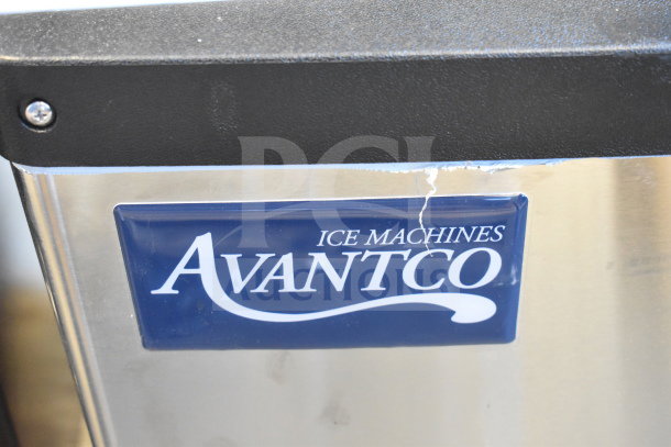 Brand new Avantco 194MCH430A half cube ice machine, 400 lb capacity. Features minor scratch and dent, visible logo on brushed metal.