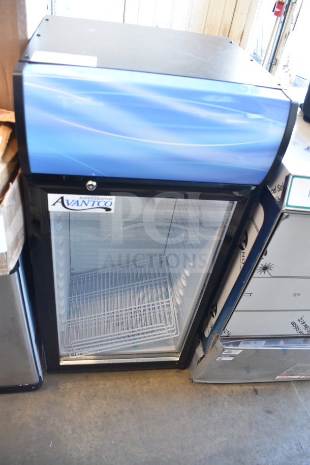 Brand new Avantco 360SC80 countertop merchandiser refrigerator with minor scratches. Features customizable display. 115V, 1 Phase.