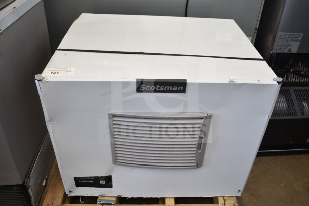 Brand new 2026 Scotsman MC0330MAX-1A ice machine, 400 lb capacity, 115V, 1 phase. Scratch and dent condition, visible front vent.
