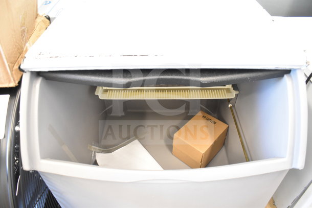 BRAND NEW SCRATCH AND DENT Ice-O-Matic ICEU220FA5 undercounter ice machine, 70 lb bin, minor cosmetic flaws visible.