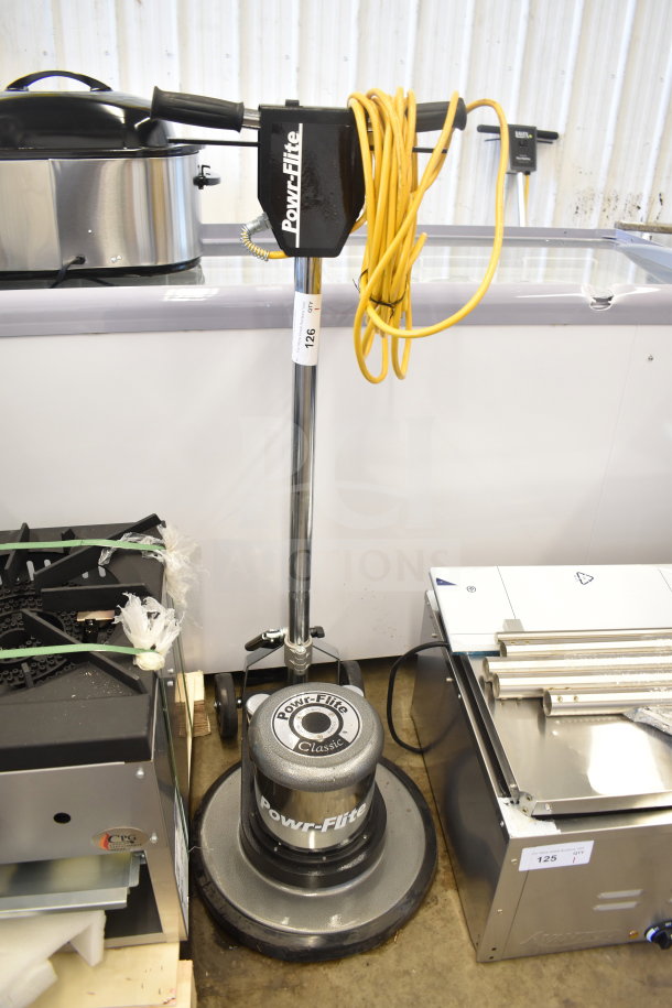 Brand new Lavex Powr-Flite Classic C171HD 17" rotary floor machine, 175 RPM, 115V, minor scratches, visible tags.