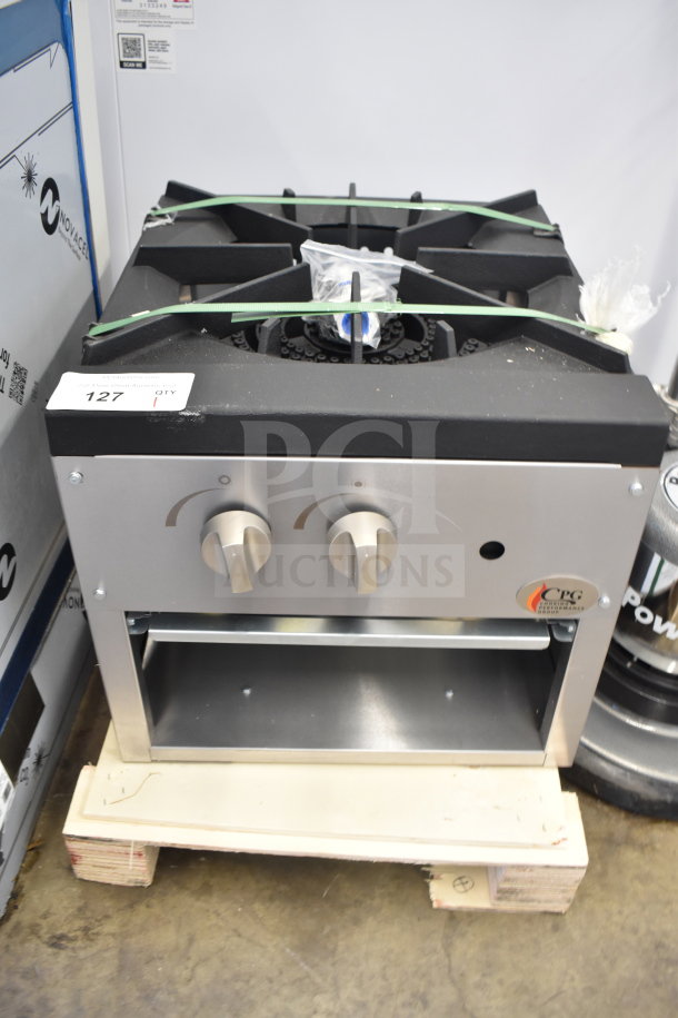 BRAND NEW Cooking Performance Group CPG-SP-18-N Natural Gas Stock Pot Range, 80,000 BTU, scratch and dent condition, model 351CPGSP18N.