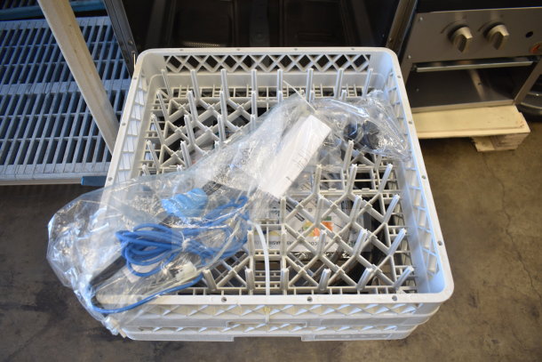 Brand new Noble 495LTUC24 low-temp undercounter dishwasher, 120V, with accessories in tray. Scratch and dent condition.